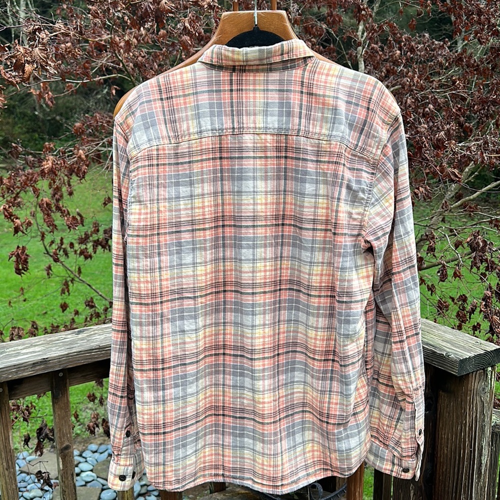 Patagonia Haywood flannel organic cotton button down peach purple grey Lrg - Picture 5 of 8